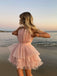 Pink Strapless Tulle Short Evening Prom Dresses, Homecoming Dress, HC9001