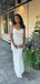 Sparkly Spaghetti Straps V-neck Mermaid Long Evening Prom Dresses, White Sleeveless Wedding Dress, PM0939