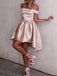 Off Shoulder Satin Short Evening Prom Dresses, A-line Homecoming Dress, HC9002