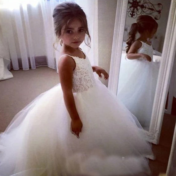 A-line Ivory Tulle Flower Girl Dresses, FL9002