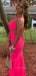 V-neck Mermaid Straps Backless Long Evening Prom Dresses, Sheath Sleeveless Prom Dress, PM0923