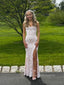 Gorgeous V-neck Spaghetti Straps Long Evening Prom Dresses, Side Slit Mermaid Backless Prom Dress, PM0940