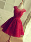 A-line Red Lace Short Evening Prom Dresses, Homecoming Dress, HC9003