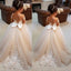 Long Sleeves A-line Champagne Tulle Flower Girl Dresses, FL9003