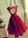 A-line Red Lace Short Evening Prom Dresses, Homecoming Dress, HC9003