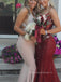 Deep V-neck Straps Mermaid Long Evening Prom Dresses, Elegant Sheath Backless Prom Dress, PM0924