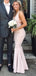 Deep V-neck Straps Mermaid Long Evening Prom Dresses, Elegant Sheath Backless Prom Dress, PM0924