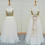 Gold Sequins A-line Ivory Tulle Flower Girl Dresses, FL9004