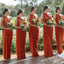 One Shoulder Orange Chiffon Long Bridesmaid Dresses, BN9004