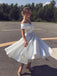 Off Shoulder A-line White Evening Prom Dresses, V-neck Homecoming Dress, HC9006