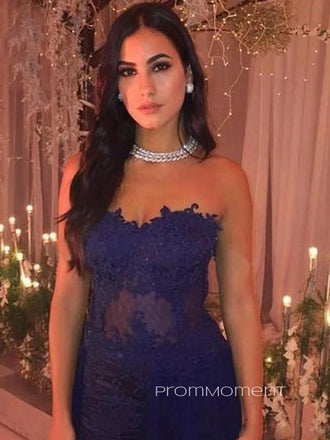 Sexy Mermaid Tulle Appliques Long Evening Prom Dresses, Custom Side Slit Prom Dresses, PM0021