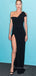 Mermaid Black Strapless Long Evening Prom Dresses, Side Slit Prom Dresses, PM0029