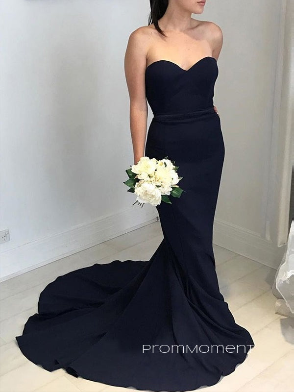 Elegant Sweetheart Mermaid Navy Blue Long Evening Prom Dresses, Cheap Custom Prom Dresses, PM0046
