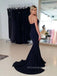 Elegant Sweetheart Mermaid Navy Blue Long Evening Prom Dresses, Cheap Custom Prom Dresses, PM0046