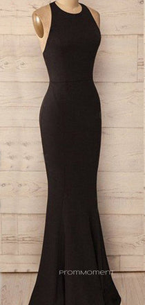 Black Halter Mermaid Long Evening Prom Dresses, Cheap Custom Prom Dresses, PM0056