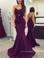 Formal Mermaid Purple Spaghetti Straps Long Evening Prom Dresses, Cheap Backless Custom Prom Dresses, PM0057