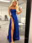 Popular A-line Satin Long Evening Prom Dresses, Cheap Spaghetti Straps Custom Prom Dresses, PM0062