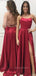 Popular A-line Satin Long Evening Prom Dresses, Cheap Spaghetti Straps Custom Prom Dresses, PM0062