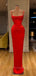 Spaghetti Straps Red Satin Long Mermaid Evening Prom Dresses, Cheap Custom Prom Dresses, PM0067
