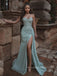 Sweetheart Sequins Long Mermaid High Slit Evening Prom Dresses, Cheap Custom Strapless Prom Dresses, PM0071