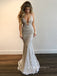 Deep V-neck Mermaid Long Lace Evening Prom Dresses, Cheap Custom Spaghetti Straps Prom Dresses, PM0072