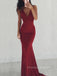 Sexy Backless Mermaid Red Long Evening Prom Dresses, Cheap Custom Spaghetti Straps Prom Dresses, PM0076