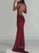 Sexy Backless Mermaid Red Long Evening Prom Dresses, Cheap Custom Spaghetti Straps Prom Dresses, PM0076
