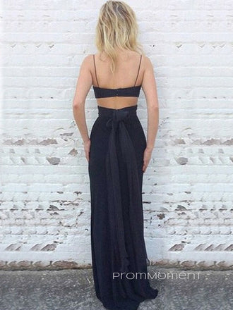 Sexy Spaghetti Straps Mermaid Black Long Evening Prom Dresses, Cheap Custom Prom Dresses, PM0086