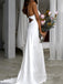 Simple White Satin Spaghetti Straps Long Evening Prom Dresses, Cheap Custom Wedding Dresses, PM0090