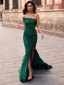 Emerald Green Satin One Shoulder Sheath Long Evening Prom Dresses, Cheap Custom Mermaid Prom Dress, PM0091