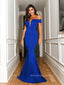 Off Shoulder Mermaid Royal Blue Long Evening Prom Dresses, Cheap Custom Prom Dress, PM0092