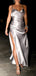 Morden Satin Spaghetti Straps Mermaid Long Evening Prom Dresses, Cheap Custom Side Slit Prom Dress, PM0094