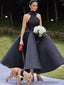 A-line Black Satin Long Evening Prom Dresses, Cheap Custom Prom Dress, PM0103