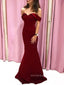 Sweetheart Mermaid Dark Red Long Evening Prom Dresses, Cheap Custom Off Shoulder Prom Dress, PM0106