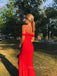 Pretty Off Shoulder Red High Slit Long Evening Prom Dresses, Cheap Custom Mermaid Prom Dress, PM0107