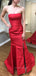 Simple Strapless Mermaid Long Evening Prom Dresses, Cheap Custom Side Slit Prom Dress, PM0111