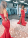One Shoulder Mermaid Satin Long Evening Prom Dresses, Cheap Side Slit Prom Dress, PM0113