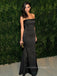 Black Satin Strapless Mermaid Long Evening Prom Dresses, Cheap Custom Prom Dress, PM0120
