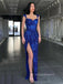 Royal Blue Sequins Mermaid Long Evening Prom Dresses, Side Slit Prom Dress, PM0124