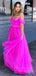 Off Shoulder A-line Tulle Long Evening Prom Dresses, PM0125
