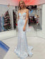 Sexy Spaghetti Straps Mermaid Sequins Long Evening Prom Dresses, Sweetheart Prom Dress, PM0129