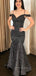 Off Shoulder Sequins Mermaid Long Evening Prom Dresses, Spaghetti Straps Custom Prom Dress, PM0152