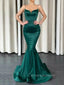 Sweetheart Dark Green Satin Long Evening Prom Dresses, Mermaid Prom Dress, PM0153