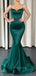 Sweetheart Dark Green Satin Long Evening Prom Dresses, Mermaid Prom Dress, PM0153