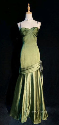 Clover Satin Spaghetti Straps Mermaid Long Evening Prom Dresses, Sweetheart Prom Dress, PM0157