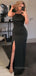 Black Satin Mermaid Long Evening Prom Dresses, Side Slit Cheap Custom Prom Dress, PM0161