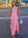 Strapless Pink Jersey Mermaid Long Evening Prom Dresses, PM0162