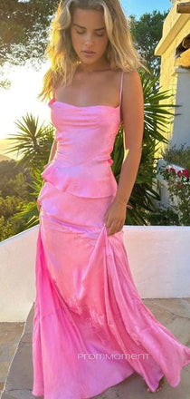 Pink Spaghetti Straps Gorgeous Long Evening Prom Dresses, PM0180