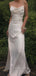 Spaghetti Straps High Slit White Long Evening Prom Dresses, Backless Sleeveless Prom Dress, PM0183
