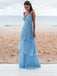 Chiffon A-line V-neck Straps Long Evening Prom Dresses, Lovely Prom Dress, PM0184